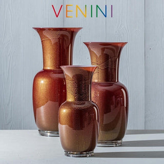 Venini Opalino 706.22 vase ox blood red with gold leaf/cipria pink inside h. 36 cm. Buy on Shopdecor VENINI collections